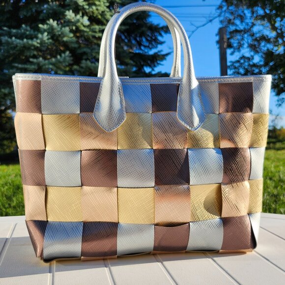 STUNNING GUM GIANNI CHIARINI DESIGN Metallic Woven Handbag Purse BNWT Italy - Picture 9 of 11